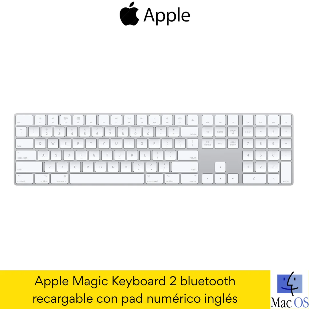 Apple Magic Keyboard 2 / Bluetooth / Recargable / con pad numérico / Inglés